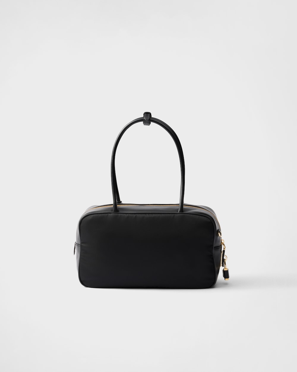 Re-Nylon and Leather Medium Top-Handle Bag With Padlock - Image 5